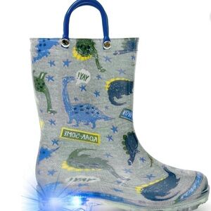 Kids Light-Up Rain & Snow Boots with Blue Dino Print